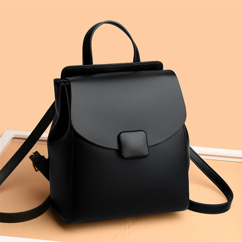 Vintage Backpack Women Leather Shoulder Backpack Fashion School Bag for Girls High Quality Leisure Shoulder Travel Bag Sac A Dos 240806