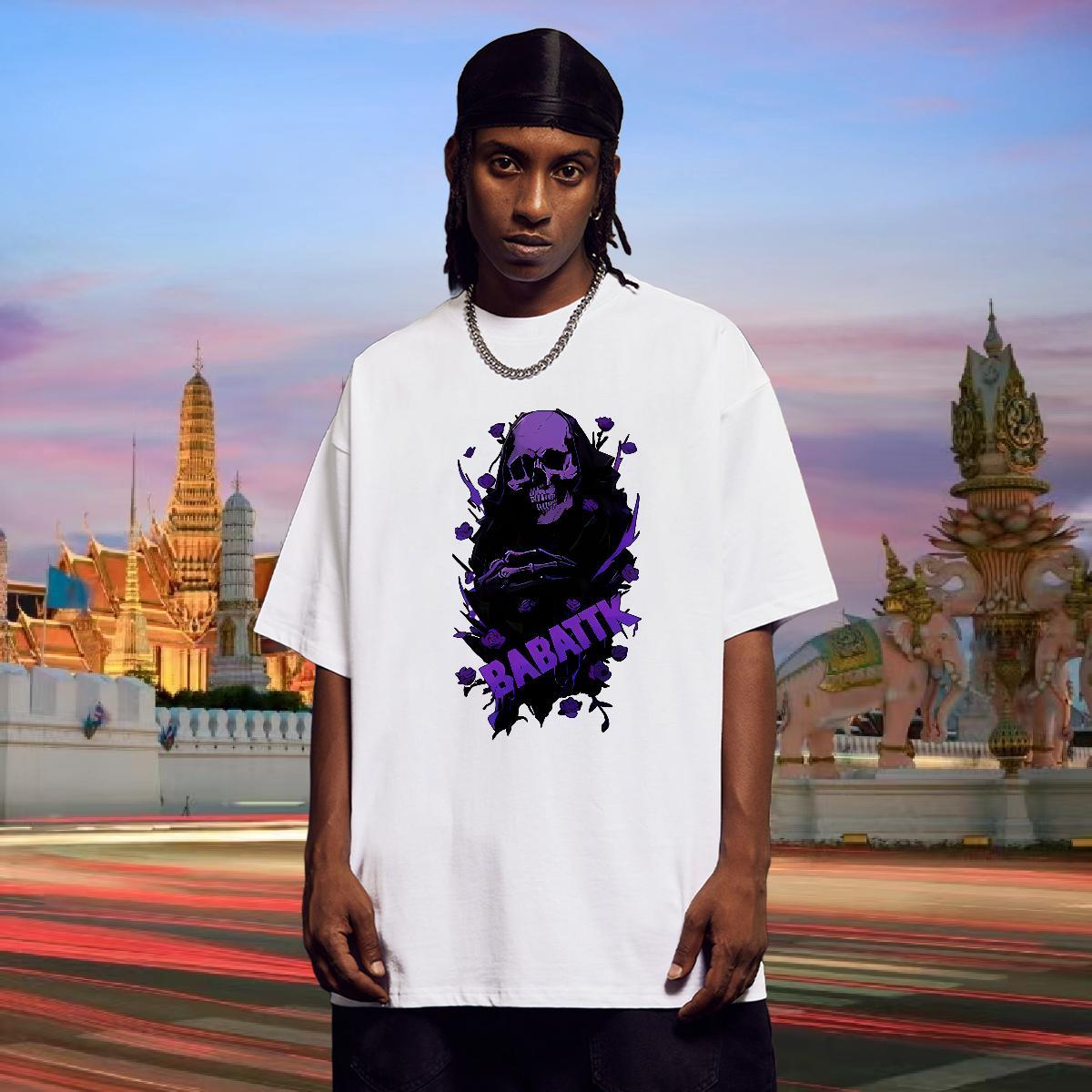 2024 Designer T Shirts Men skull Tops Shirt 230g Cotton Summer Casual Popular Anime O Neck Short Sleeves Men Clothes T-Shirt