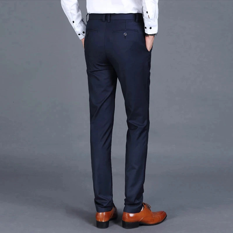 M6XL Mens Casual Suit Pants Lumbar Stretching Highquality Pure Color Formal Business Office Male Trousers Superior Quality 240806