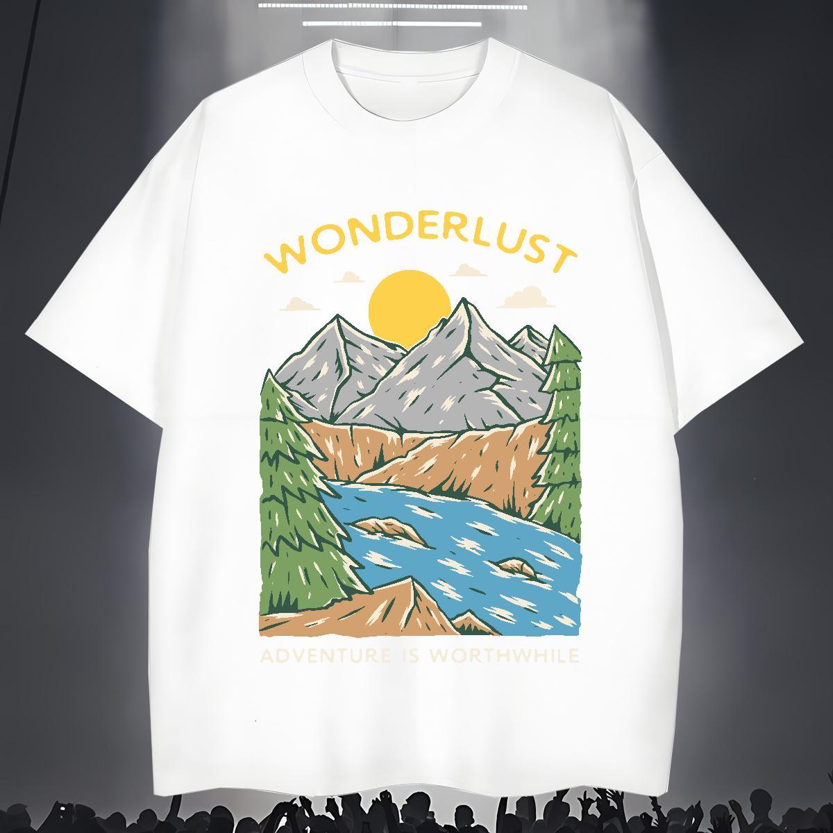 New Designer T-Shirts mountains Clothings 100% Cotton 230g Hip Hop Street Brand DIY Logo Oversized Short Sleeve O-Neck Men Tshirts