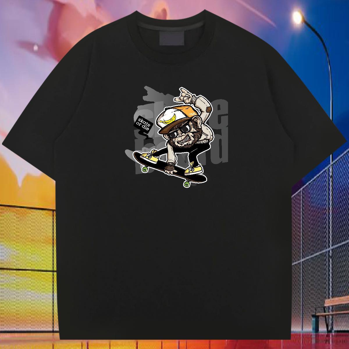 2024 DIY T-Shirts skull Top Tees 230g 100% Cotton High Street Hip Hop Cool Design Custom Cartoon Pure Cotton Tshirt for Man Woman