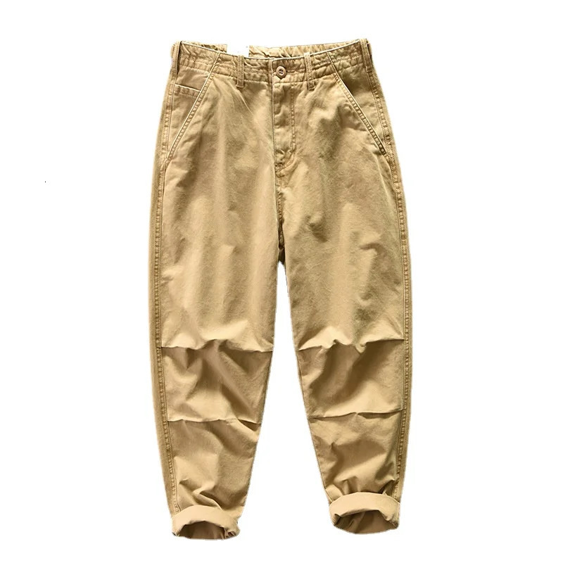 Autumn Winter Mens Washed Distressed Casual Wide Leg Cargo Pants Buttons Comfortable Fashion Big Pocket Trousers AZ395 240806
