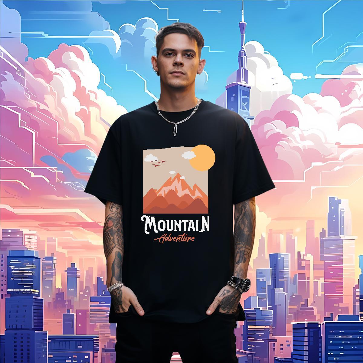 Designer T-Shirts for Men mountains Clothings 230g Cotton Sports Casual Unisex Graphic Short Sleeve O-Neck Men Tees