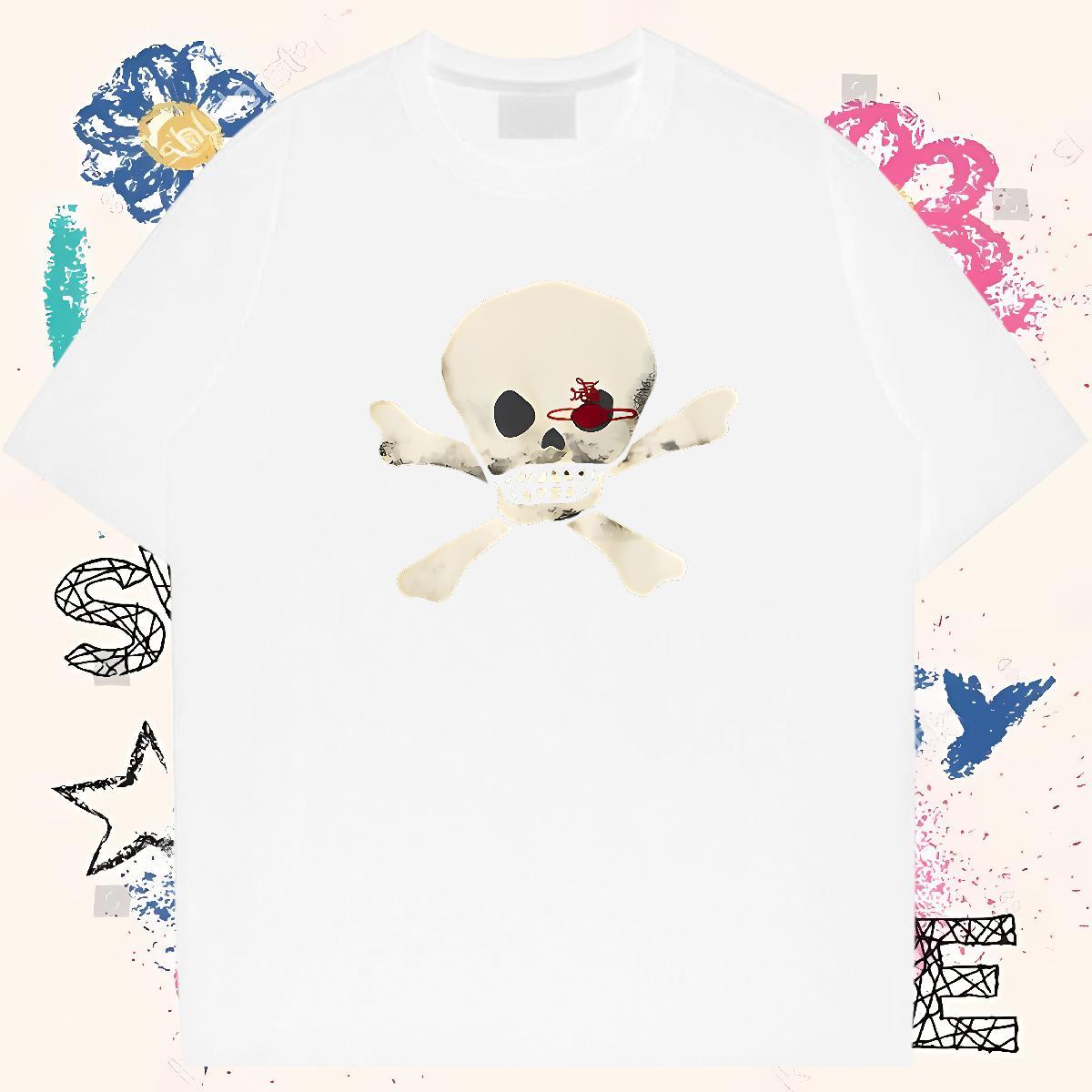 DIY Men T Shirts skull Tees Shirts 100% Cotton 230g High Street Hip Hop Free Shipping Oversized Breathable Crew Neck Men Tops Tees