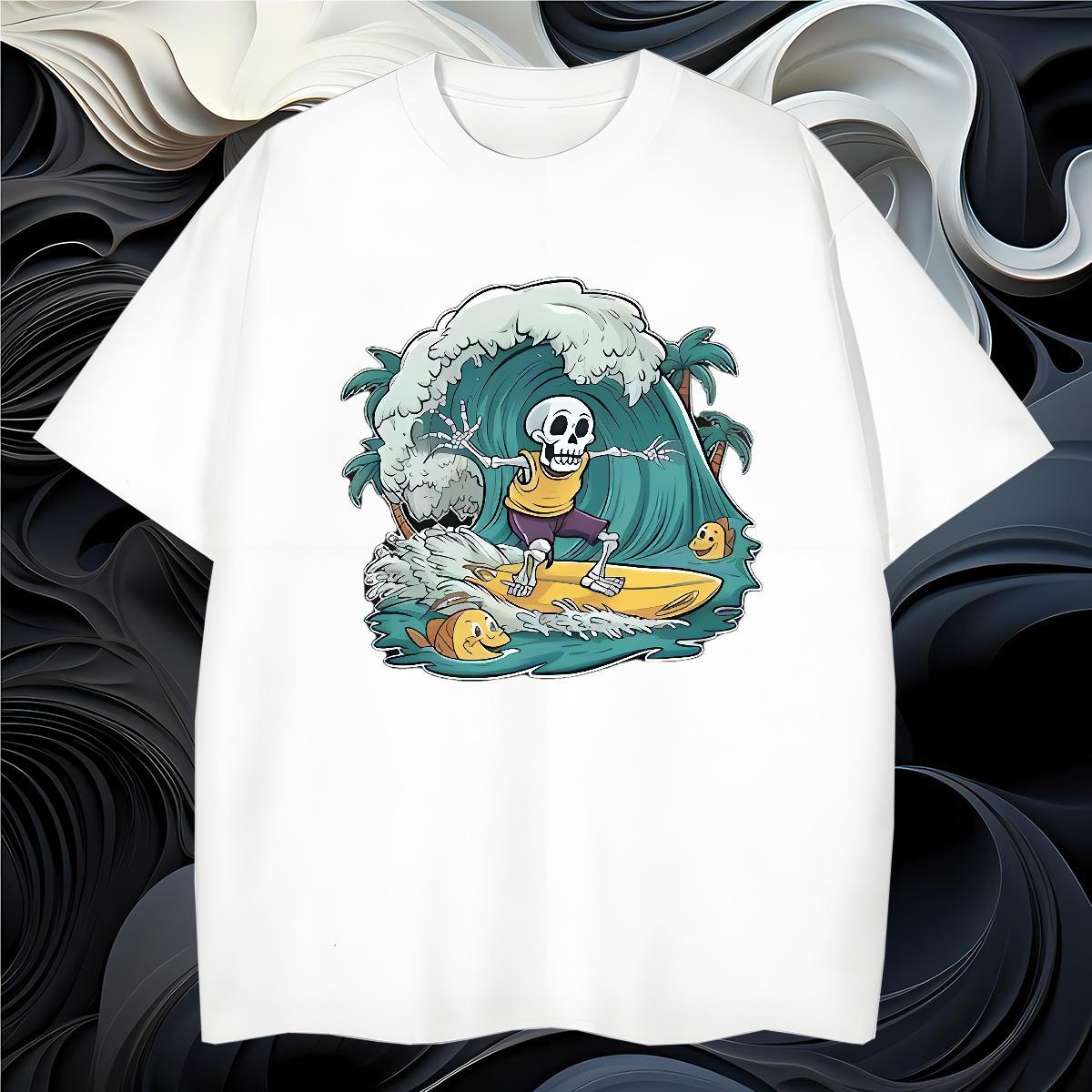 Factory Direct Mens T Shirts skull Top Tees 230g Pure Cotton Outdoor Cool Plus Size Custom Crew Neck Men Tops Tees
