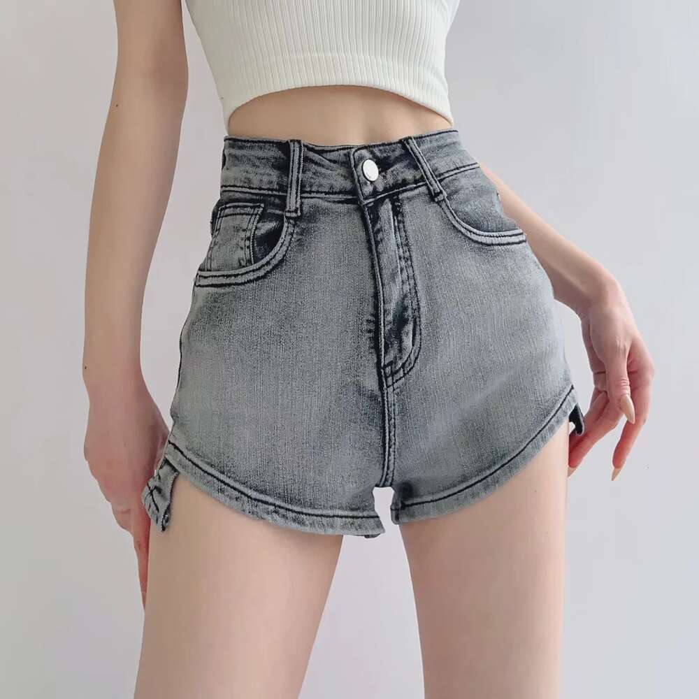Hot girl outfit high waisted denim shorts for women 2023 summer new street trend front short back long sweet and spicy hot pants