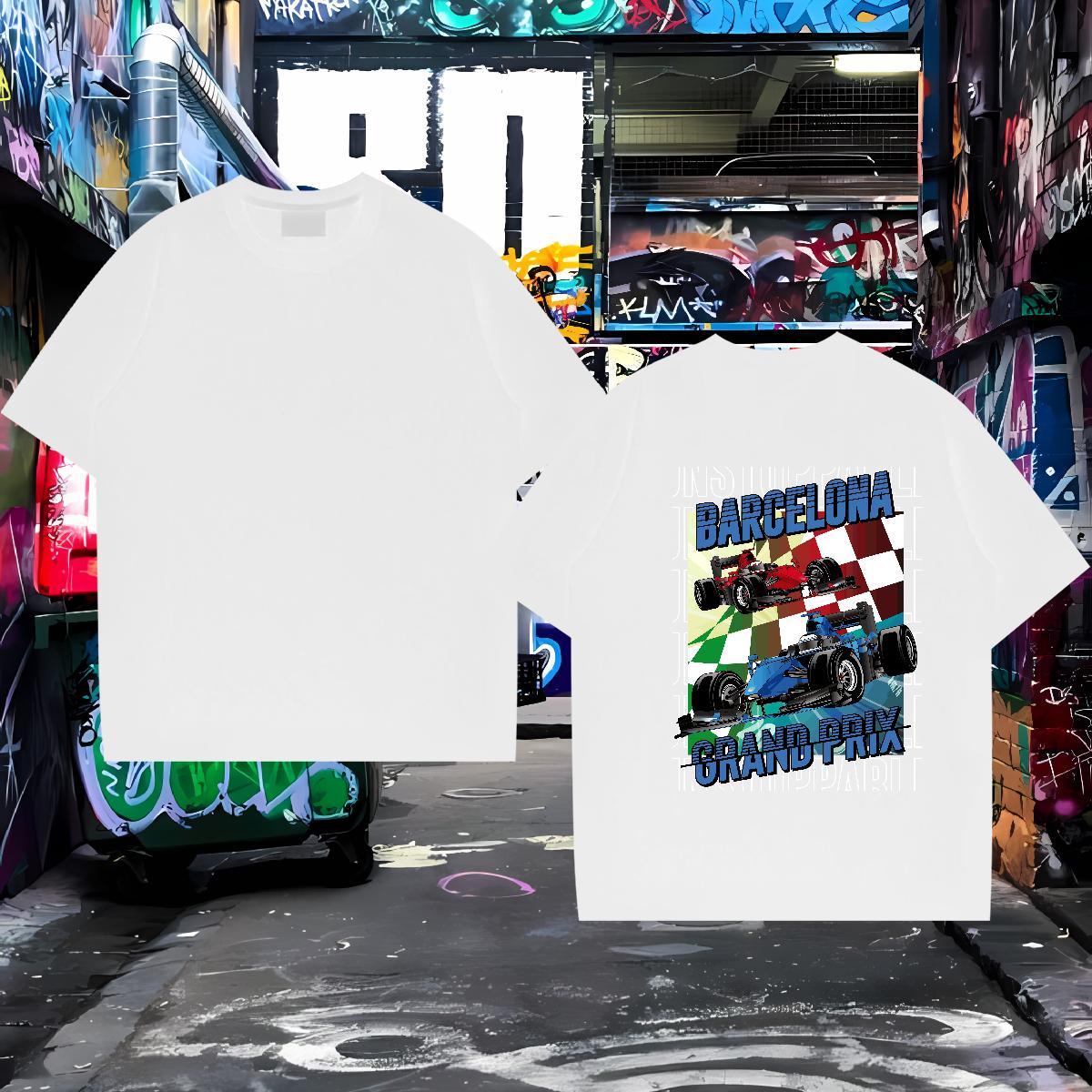 2024 DIY T-Shirts for Men car Tee Shirt 100% Cotton 230g Spring Summer Wholesale Custom Print Oversized O Neck Short Sleeves Men Tshirts