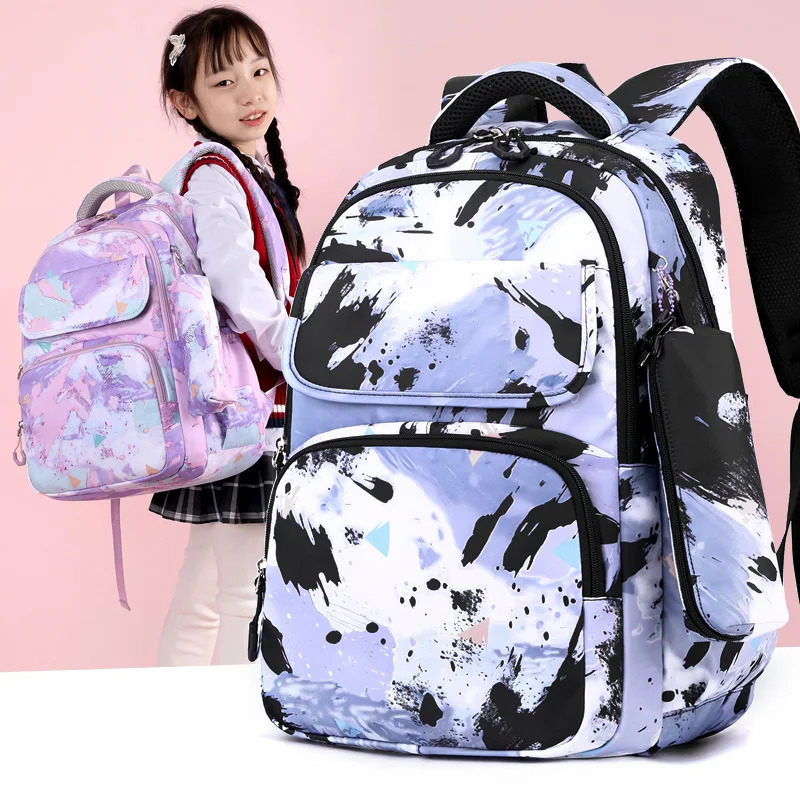 3 piecesset of camouflage printed childrens backpacks girls school bags waterproof free cartoon pendant gifts 240807