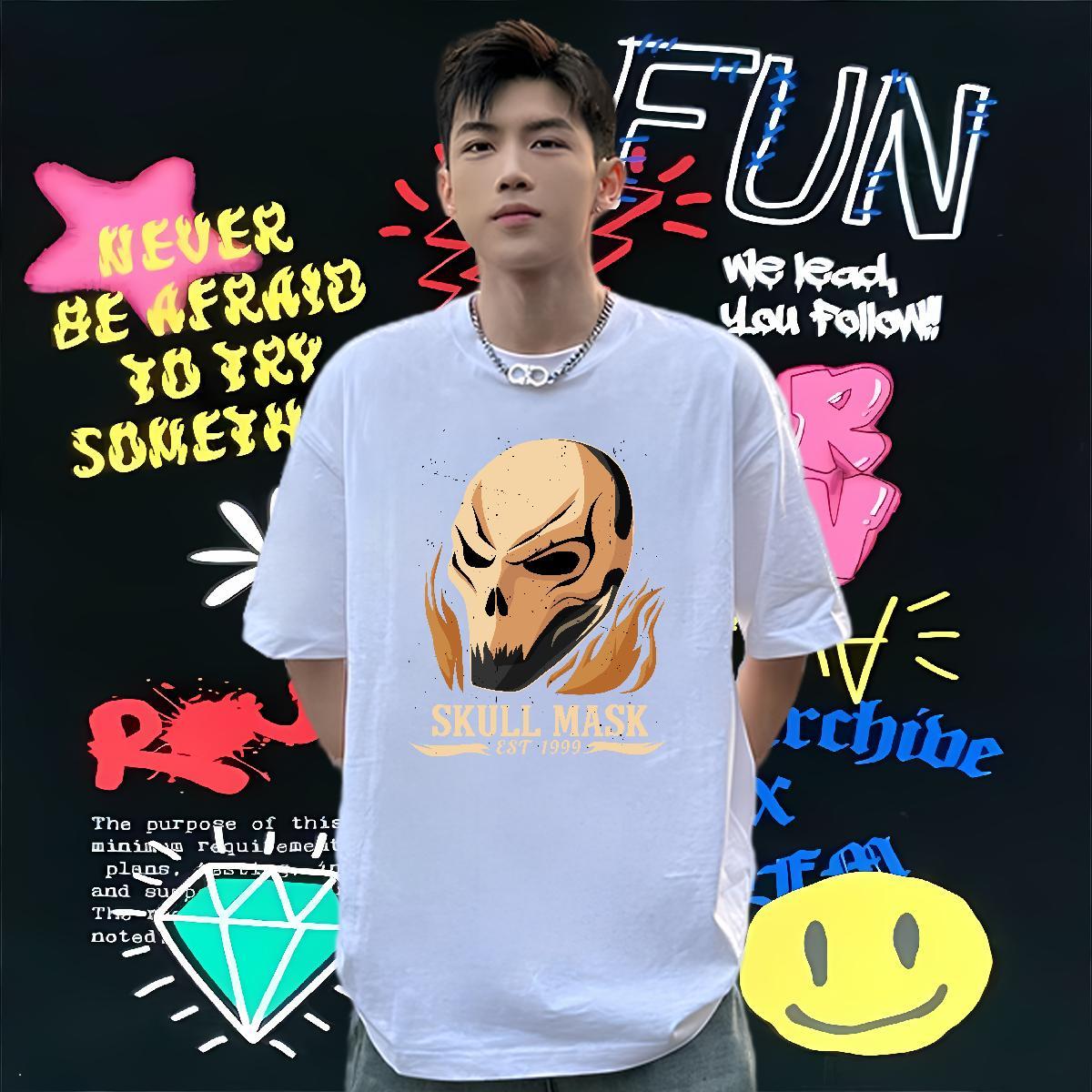 Factory Direct T-Shirts for Men skull Tee Shirt 230g Cotton Home Outdoor Soft DIY Logo Oversized Breathable Short Sleeve Men Tshirts