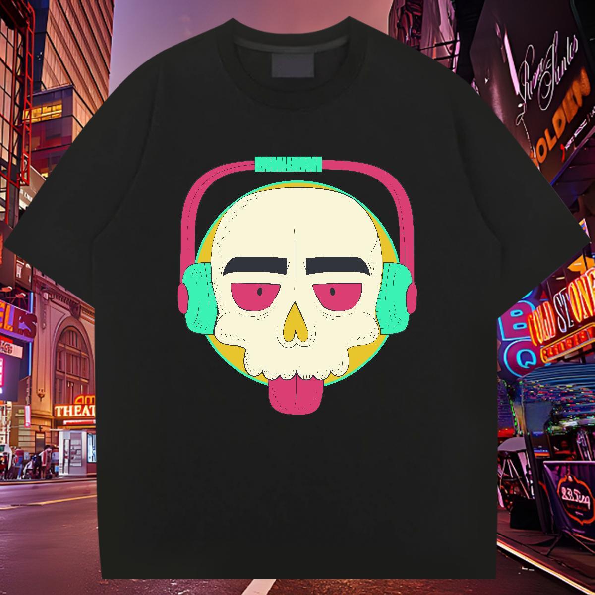2024 Summer Mens T Shirts skull Polos 230g Pure Cotton Casual Daily Wear Free Shipping White Plus Size Short Sleeve O-Neck Tshirts