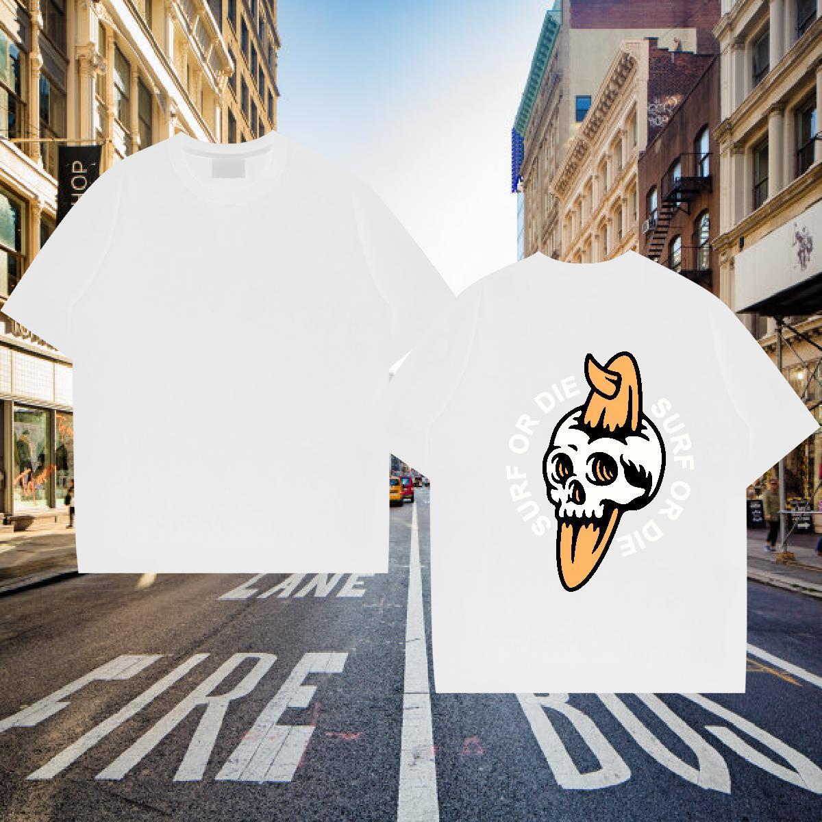 Free Shipping Men T Shirts skull Tshirts 100% Cotton 230g Street wear Hip Hop High Quality Graphic Round Neck Short Sleeve Tshirt for Man Woman