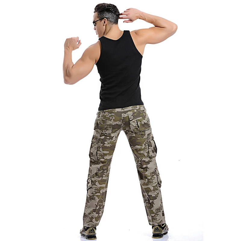 High Quality Mens Cargo Pants Casual Loose Multi Pocket Cotton Long Trousers for Men Camo Joggers Plus Size 2840 240806