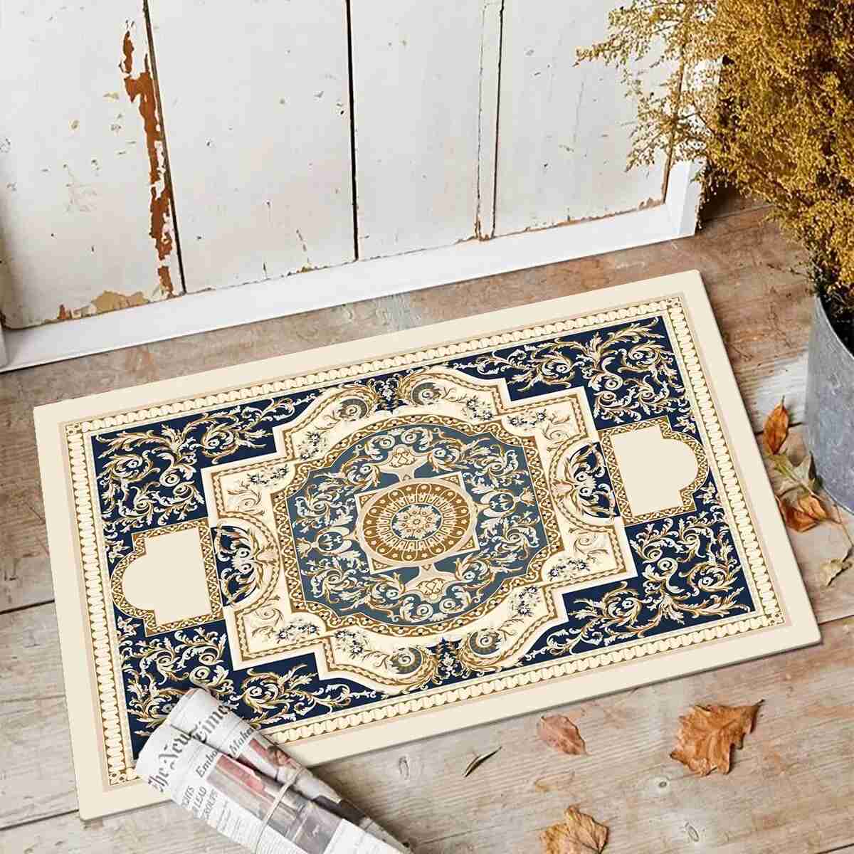 1pc Water-absorbing Anti-skid Bath Mat Plaid Wood Floor Rug Mat Suitable For Bathroom Living Room Bedroom Indoor AndXJ240807