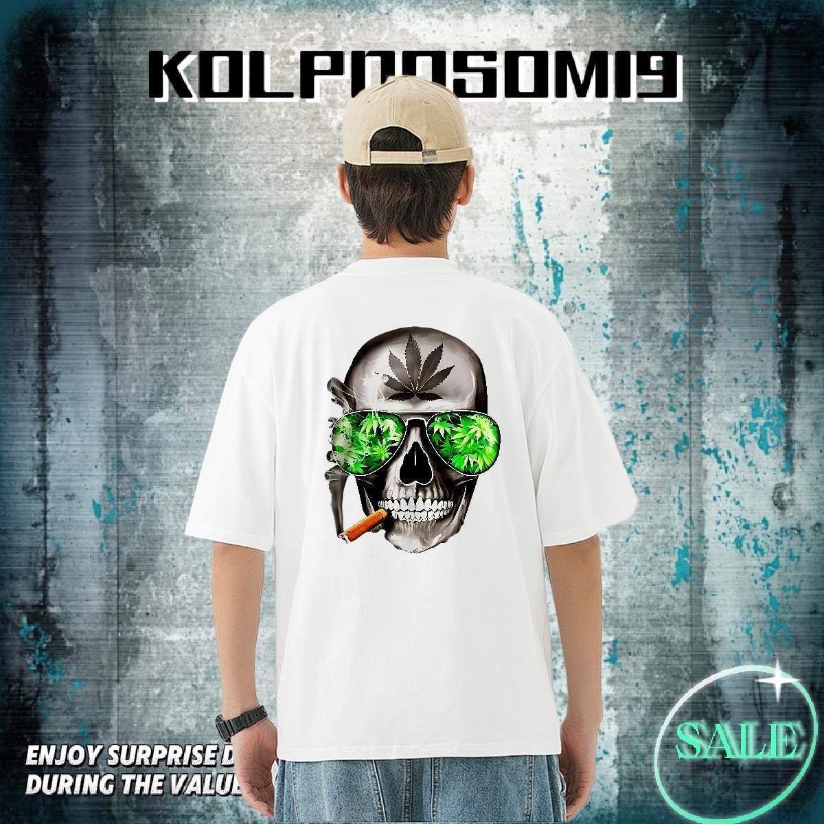 Fashion Men T Shirts skull Clothes 230g 100% Cotton Street Casual Brand Custom Big Size Breathable Short Sleeve Couples T Shirts