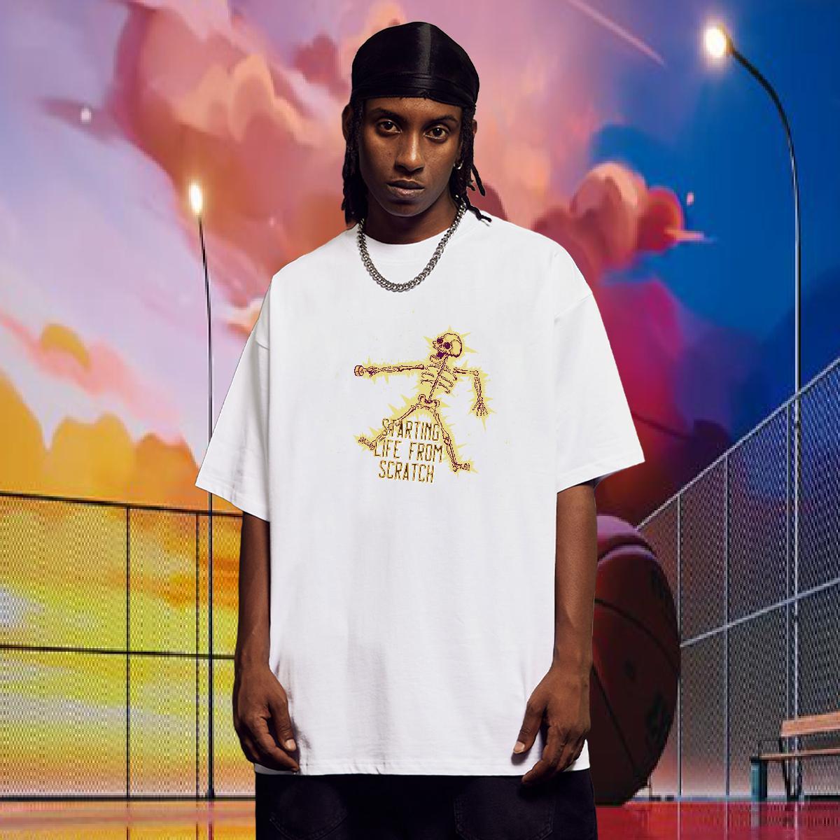 Custom T Shirt For Man skull Clothes 230g Pure Cotton Daily Wear Popular Plus Size Cartoon Crew Neck Men Clothes T-Shirt