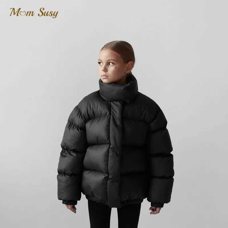 Fashion baby boys and girls cotton apron jacket thick winter childrens coat stand collar warm coat solid loose baby clothing 3-12Y X2411151