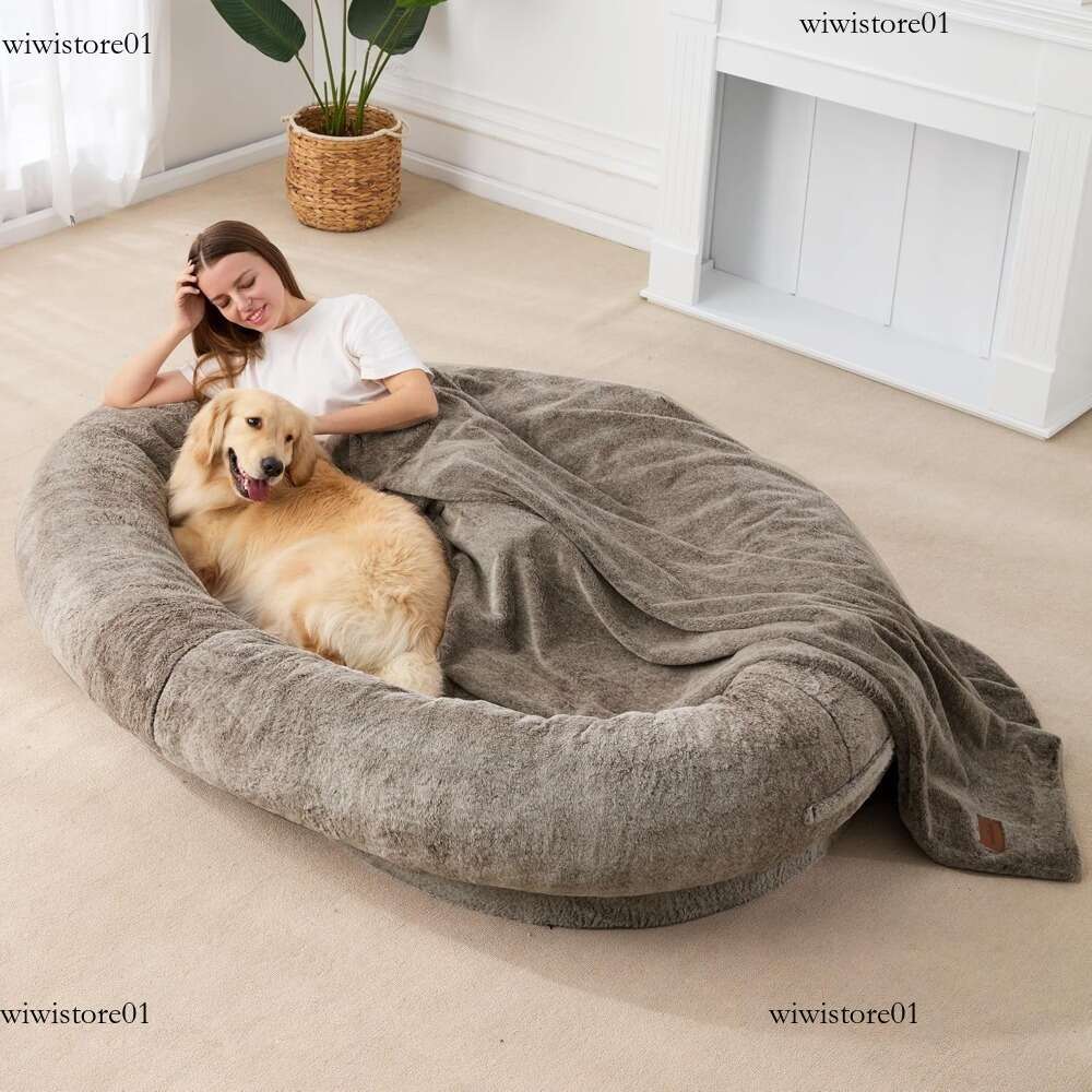 Large Human Dog Bed for Adults & Pets Giant Washable Beag with Breathable Fur Bury Orange dh5727163