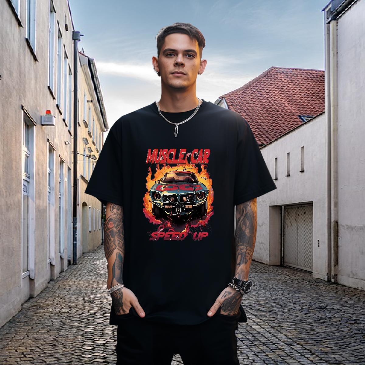 New Arrival T-Shirts car Tshirts 100% Cotton 230g Outdoor Wholesale Custom Printing Short Sleeve Soft Men Tshirts
