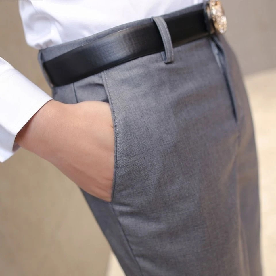 M6XL Mens Casual Suit Pants Lumbar Stretching Highquality Pure Color Formal Business Office Male Trousers Superior Quality 240806