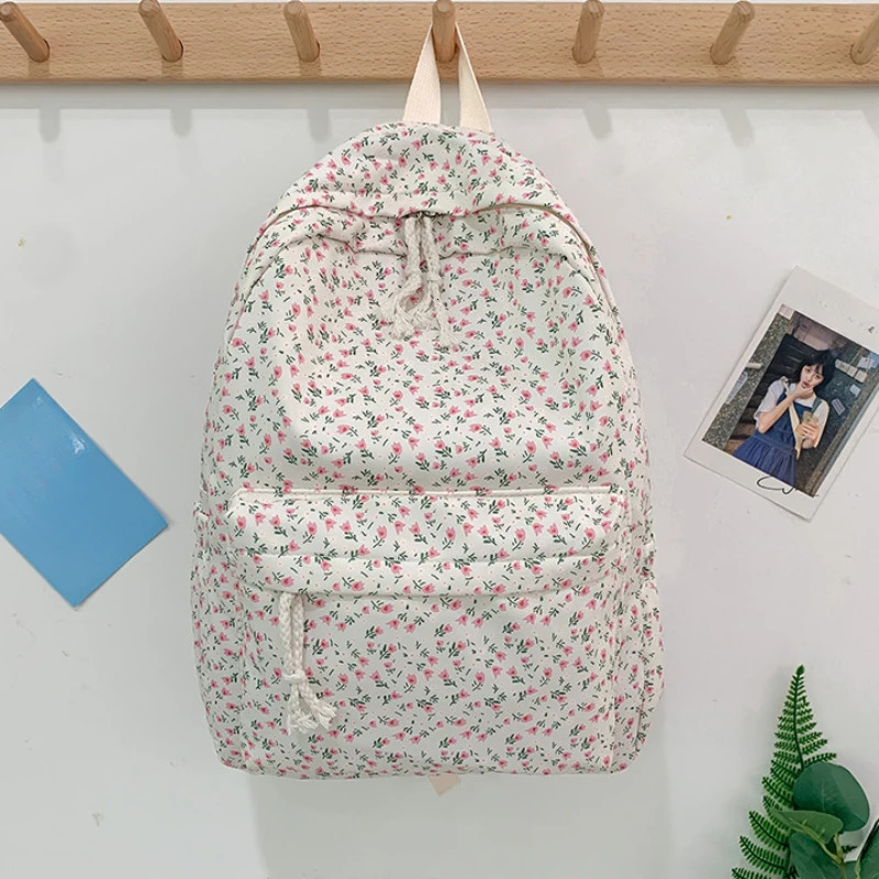 Leisure Flower Student School Bag Waterproof Nylon Backpack Large Capacity Book Stationery Organizer 240807