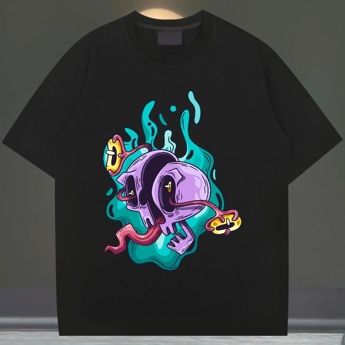 Fashion Designer T-Shirts for Men skull Tees 230g 100% Cotton Casual Daily Wear Unisex Custom Print Oversized Breathable Short Sleeve Couples T Shirts