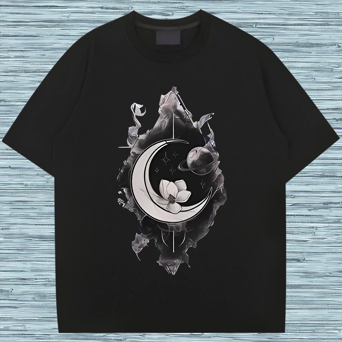Wholesale T-Shirts for Men star Top Tees 100% Cotton 230g Street Wear Brand Floral Print Round Neck Short Sleeve Men Tshirts