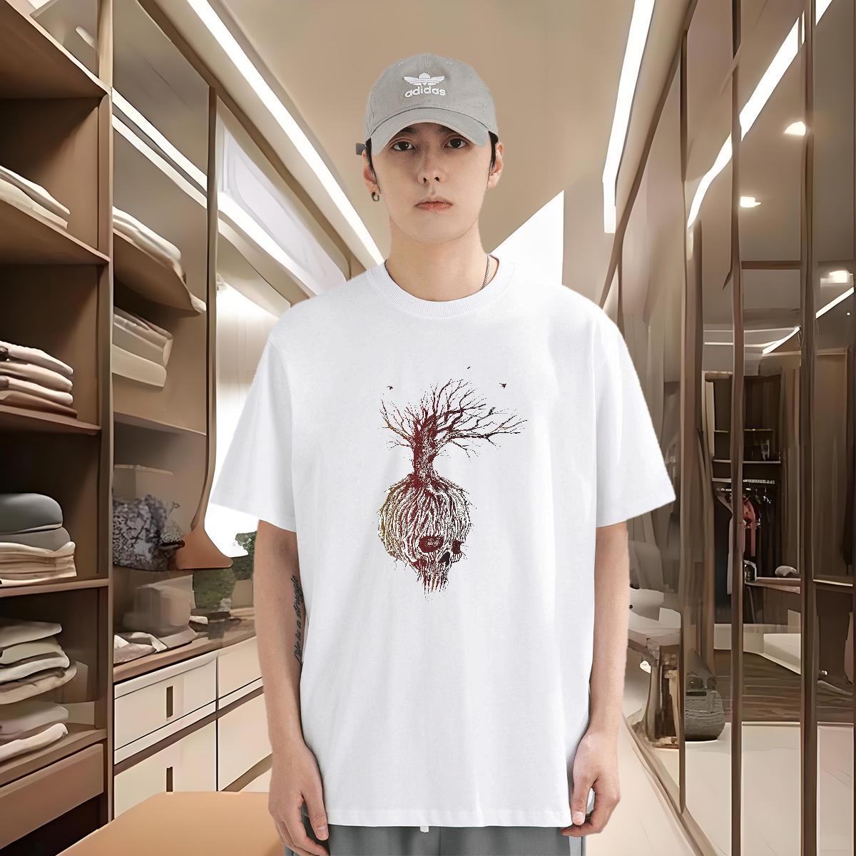 2024 Designer Mens T Shirts skull Clothings 230g 100% Cotton Sports Casual Cool Design Cartoon Printing L-4XL O Neck Short Sleeves Men Tshirts