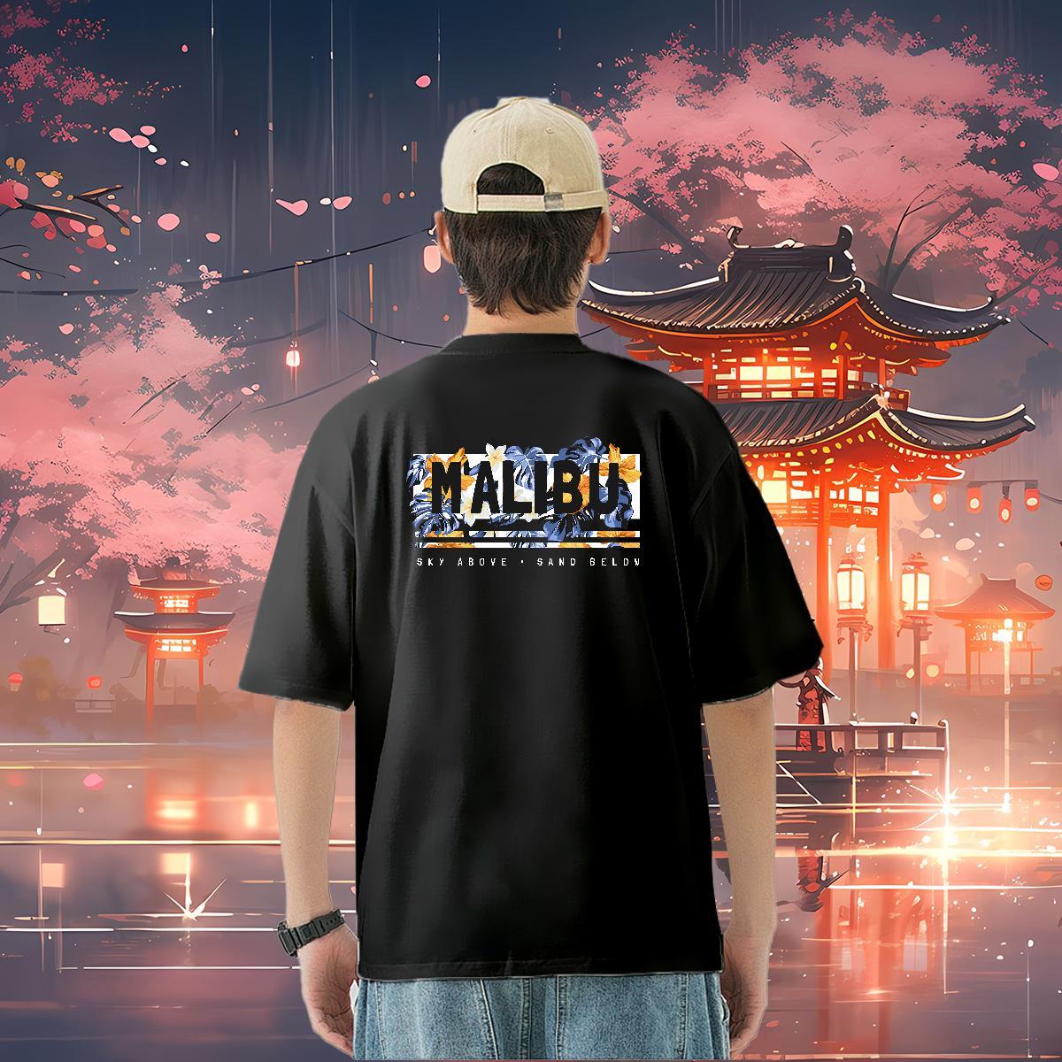 Casual New T shirt letter Wear 230g Cotton Daily Wear Cool Cartoon Printing L-4XL Short Sleeve Soft Mens Tshirts