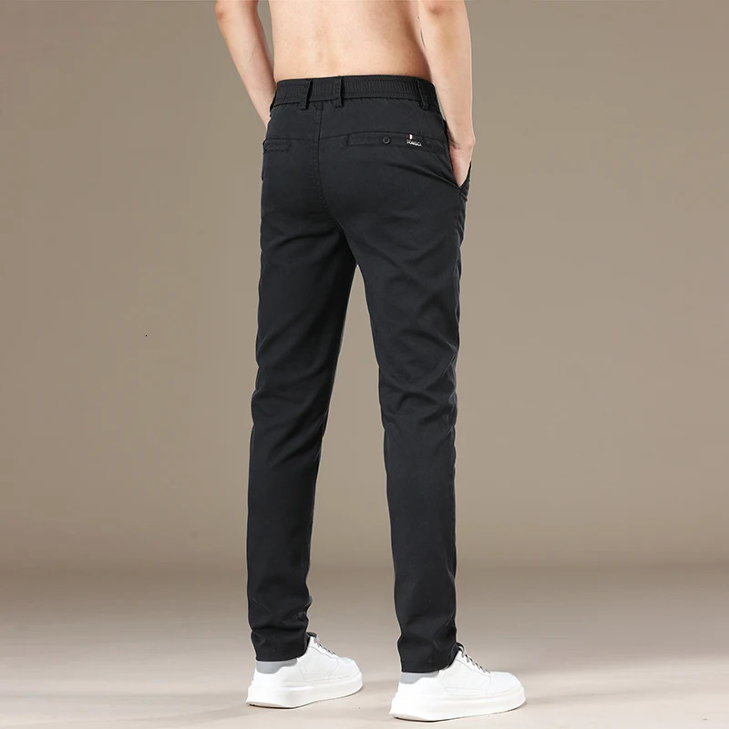 Spring Summer Lyocell Fabric Mens Casual Pants Hight Quality Fashion Slim Business Trousers Elastic Soft 240806