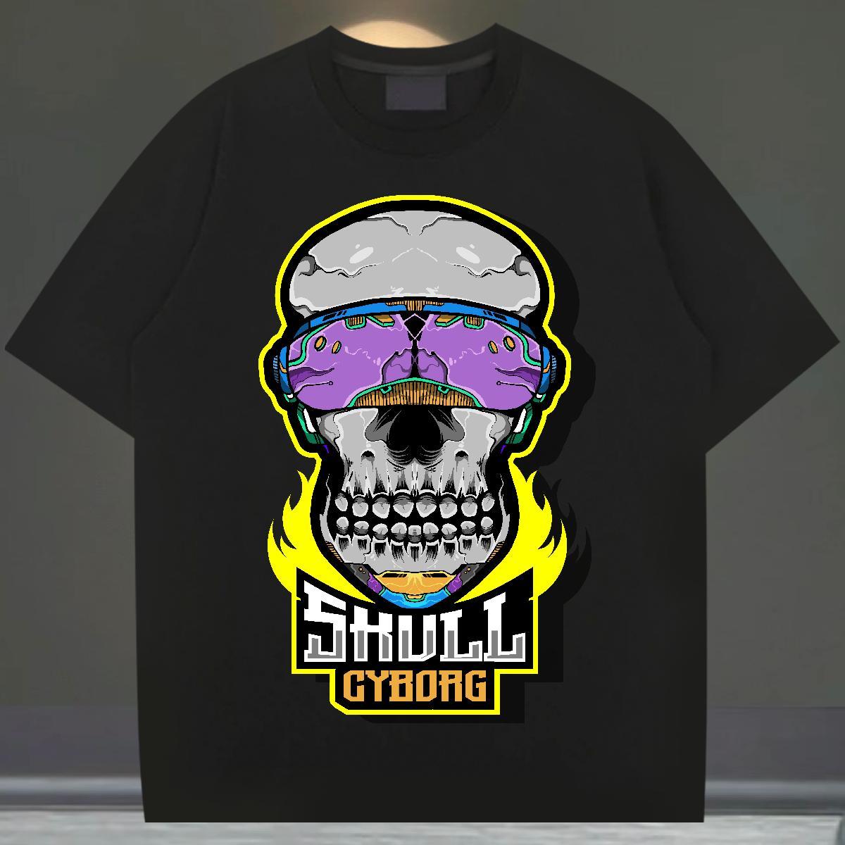 Fashion Design T-Shirts skull Tops Tees 230g Pure Cotton Summer Casual Popular Customized Short Sleeve O-Neck Tshirt for Man Woman