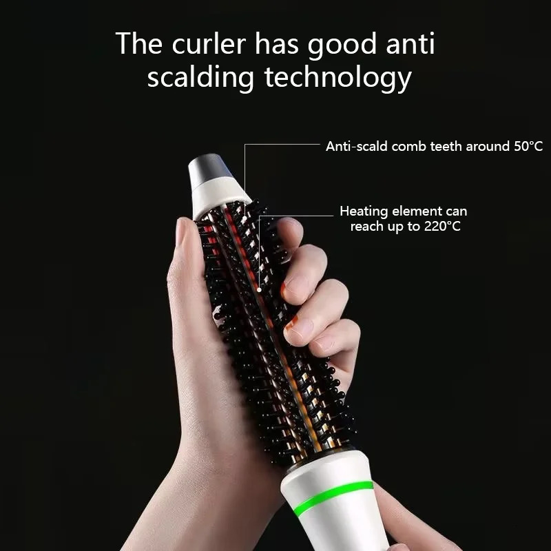 Professional Hair Curler Curling Iron Tourmaline Ceramic Brush Hair Straightening Brush LCD Display Hair Styling Curly Tools 240802