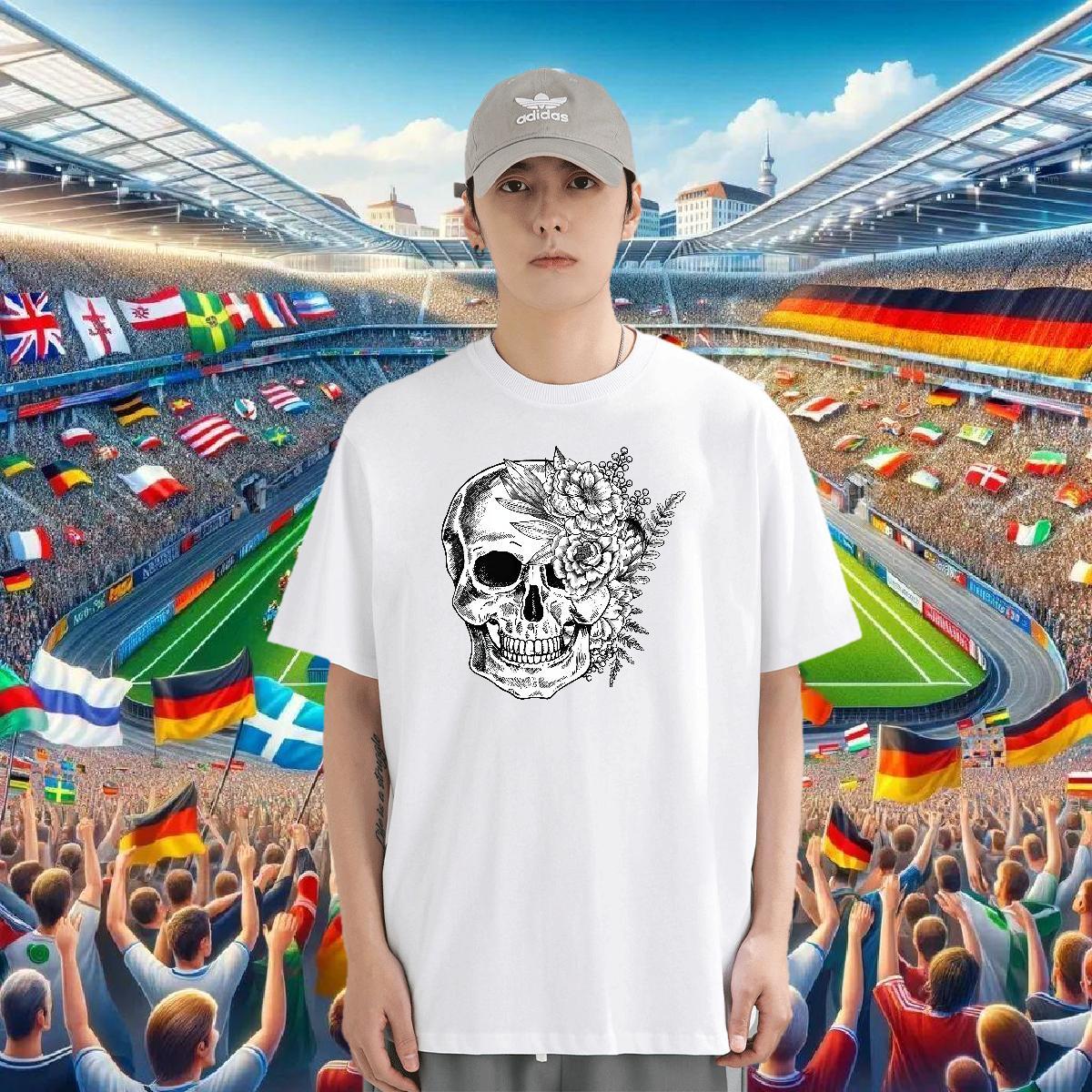 Custom T-Shirts skull Wear 230g Cotton Street Classic Black White Pure Cotton Tshirts