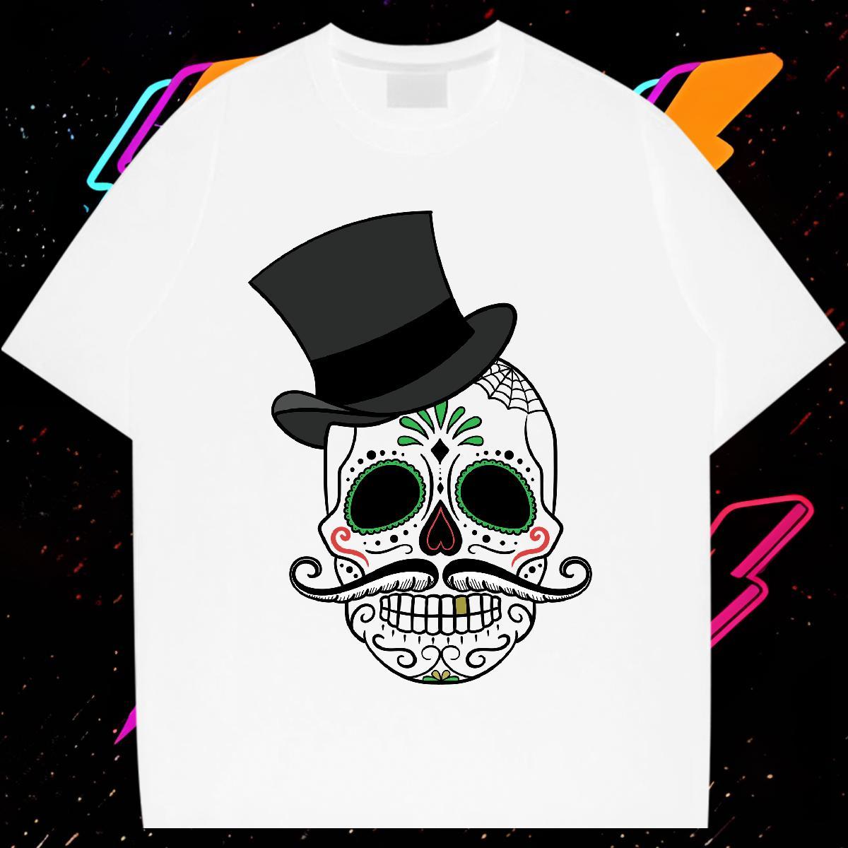Classic Men T Shirts skull Tee Shirt 230g Pure Cotton Summer Casual Wholesale Oversized Breathable Tshirts