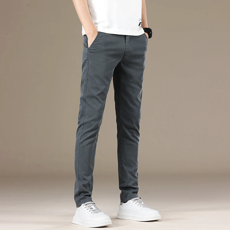 Spring Summer Lyocell Fabric Mens Casual Pants Hight Quality Fashion Slim Business Trousers Elastic Soft 240806