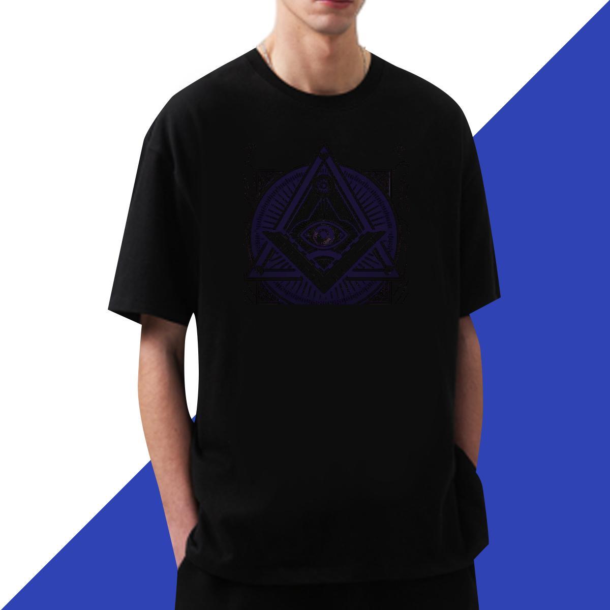 Classic T shirt eye of the devil Tops Shirt 100% Cotton 230g Summer Casual Cool Design Floral Print O Neck Short Sleeves Men Clothes T-Shirt
