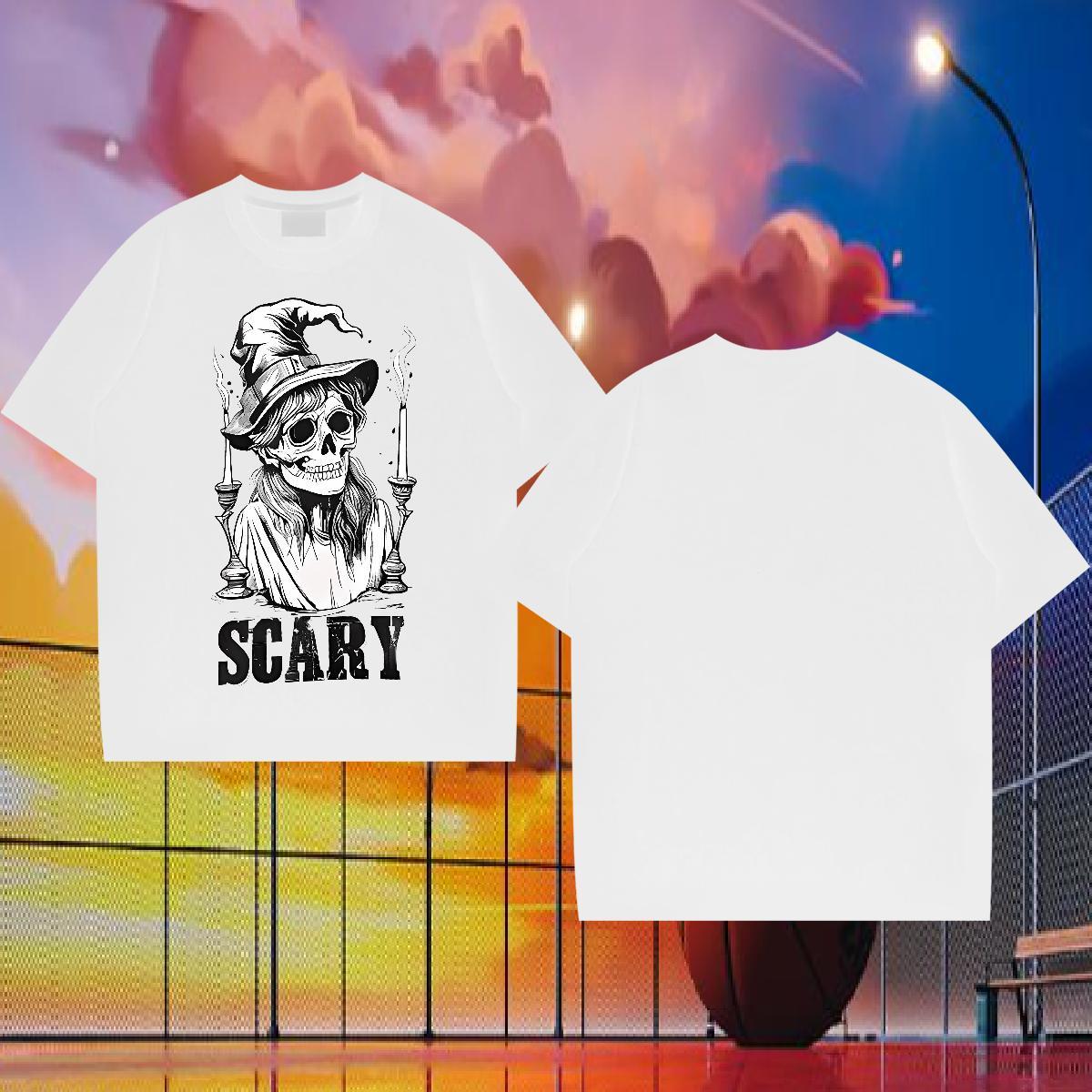 New T Shirt For Man skull Tops Tees 230g Cotton Street Wear High Quality DIY Short Sleeve Soft Tshirts