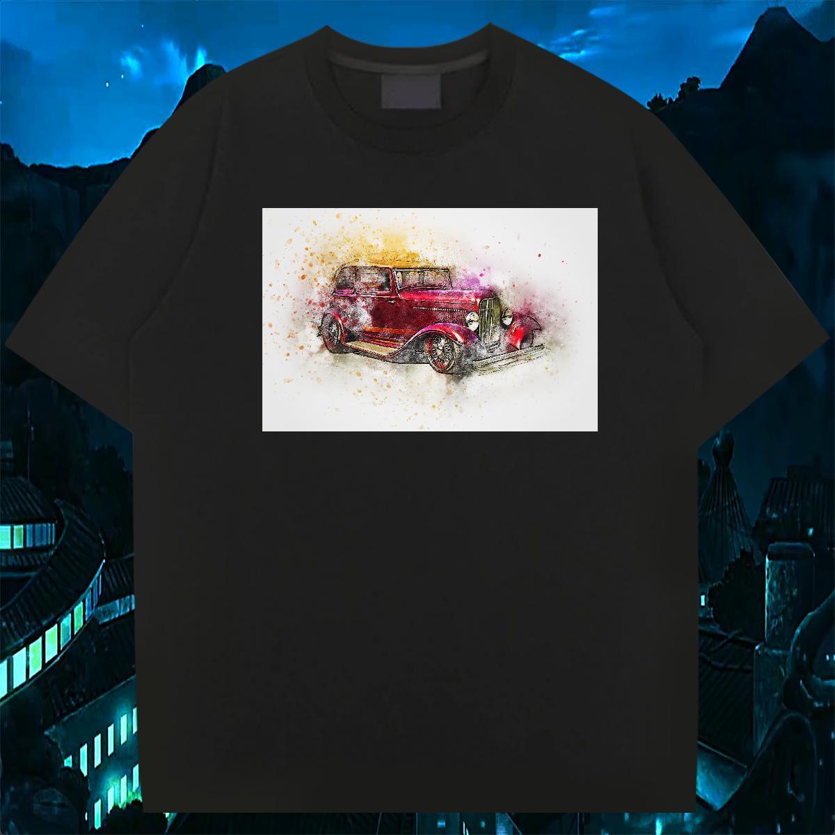 Fashion Casual T-Shirts car Polos 100% Cotton 230g Sports Casual Cool Custom Printing Crew Neck Men Tees