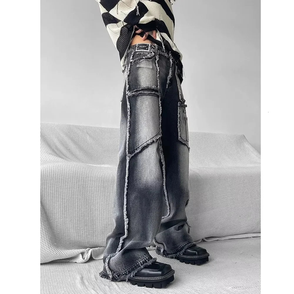 Mens Gothic Baggy Jeans Punk Y2K Streetwear Vintage 90s Women Wide Leg Denim Cargo Pants Men Harajuku Grunge Trousers Male 240814
