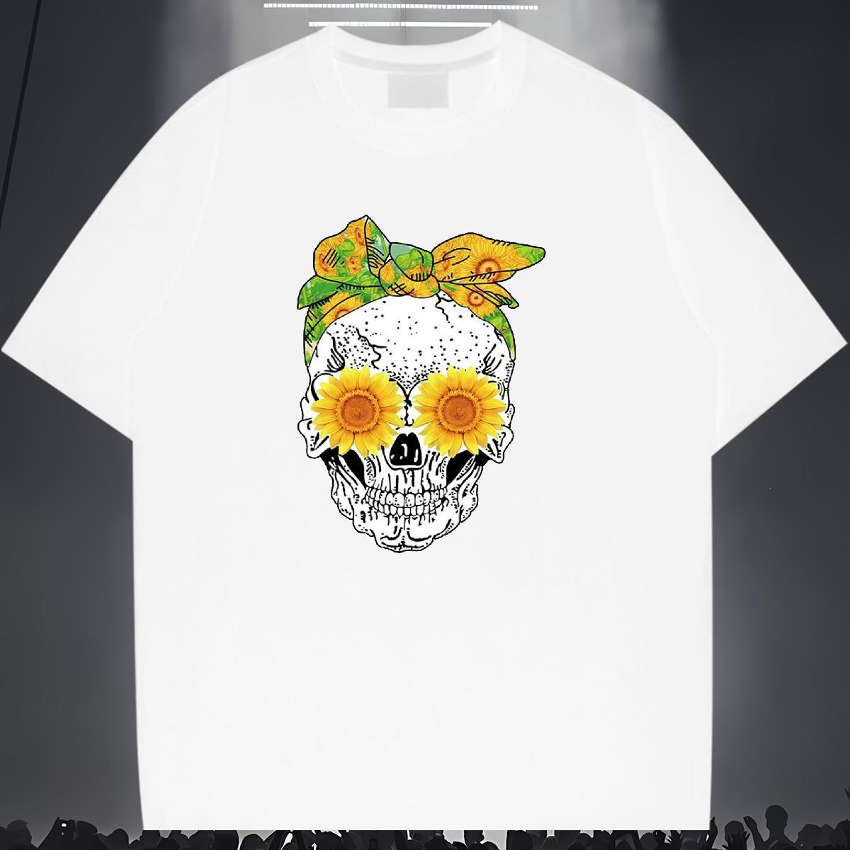 Customized T-Shirts for Men skull Clothings 100% Cotton 230g High Street Hip Hop Classic Custom Printing Breathable Short Sleeve Couples T Shirts