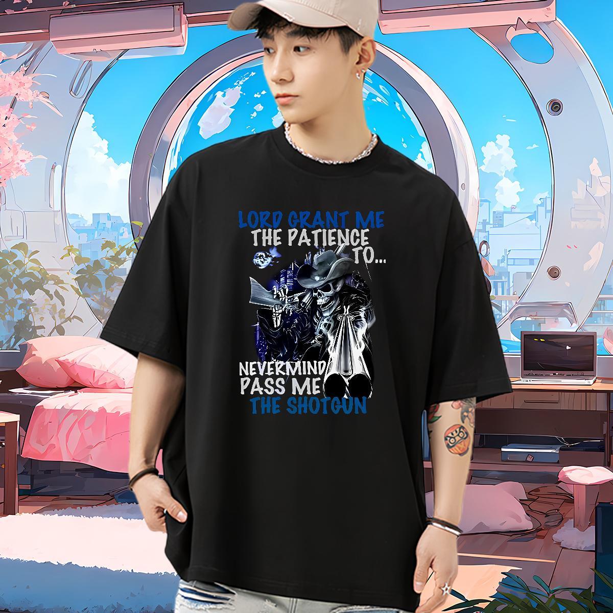 Fashion Casual T Shirt For Man skull Top Tees 230g Pure Cotton Sports Casual Soft Custom Print Oversized Breathable Short Sleeve Men Tees