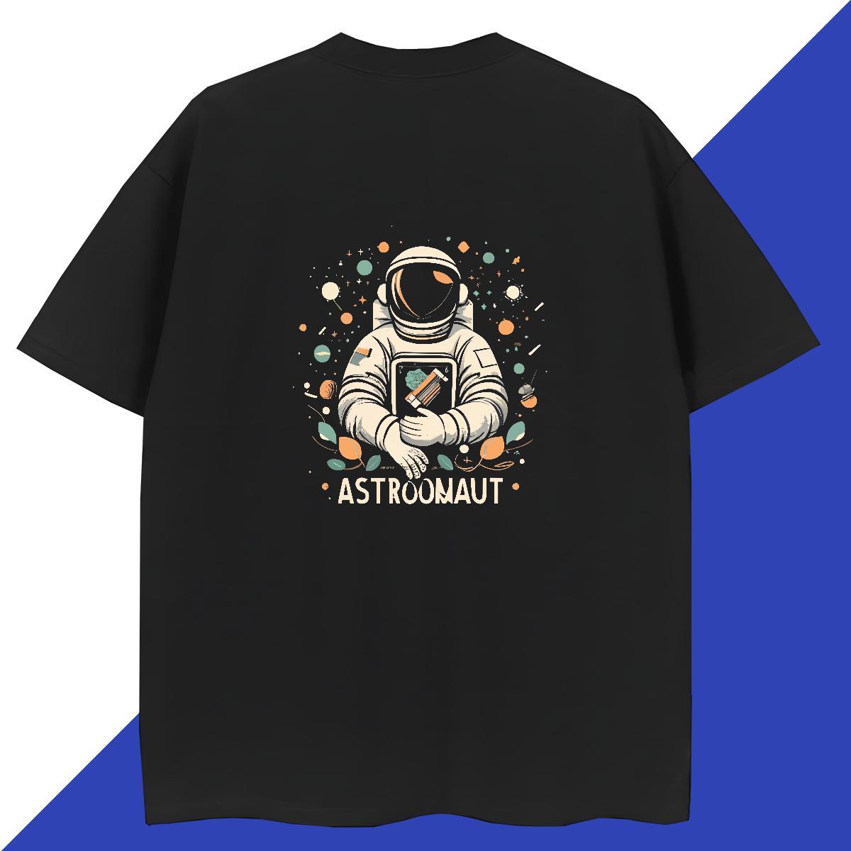 Factory Direct T shirt spaceman Wear 100% Cotton 230g Daily Wear Brand Black Oversized Breathable Crew Neck Men Tees