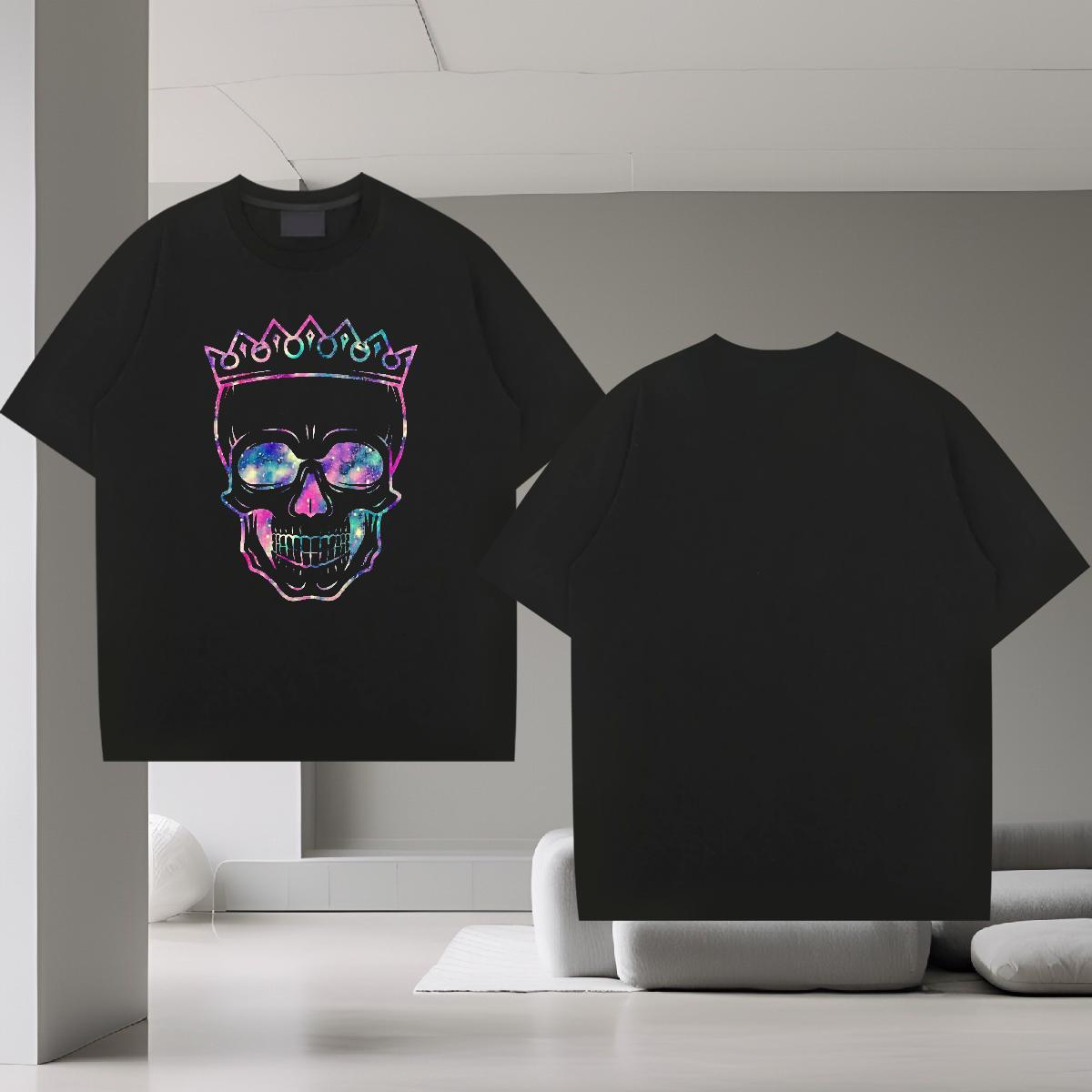 Custom Men T Shirts skull Wear 230g Cotton Street Casual TOP Quality Asian Size Breathable Short Sleeve Mens Tshirts