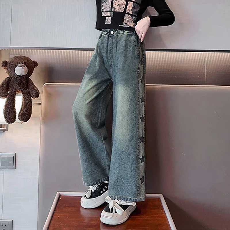 Jeans Straight Loose Wide-leg Jeans High Waist Pants Girls Baggy Jeans Spring and Autumn Korean Fashion Denim Trousers