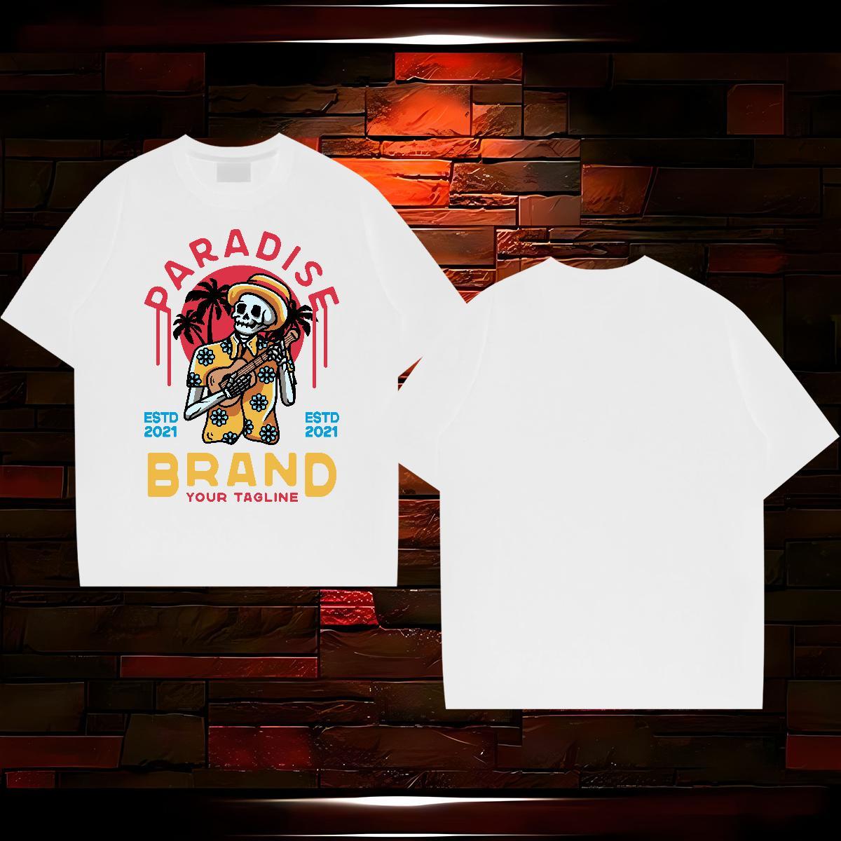 DIY T-Shirts skull Tops 230g Pure Cotton Casual Beach Free Shipping Anime Print Short Sleeve O-Neck Tshirts