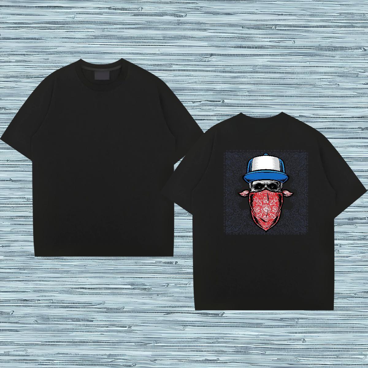 Customized Mens T Shirts skull Tshirts 230g 100% Cotton Street wear Hip Hop Cool Anime Crew Neck Breathable Tshirt for Man Woman
