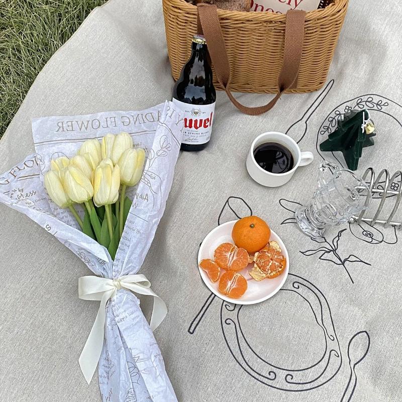 Table Cloth Creative Cotton And en Ins Style Personalized e Sketching Tablecloth Modern Picnic Tea Cover