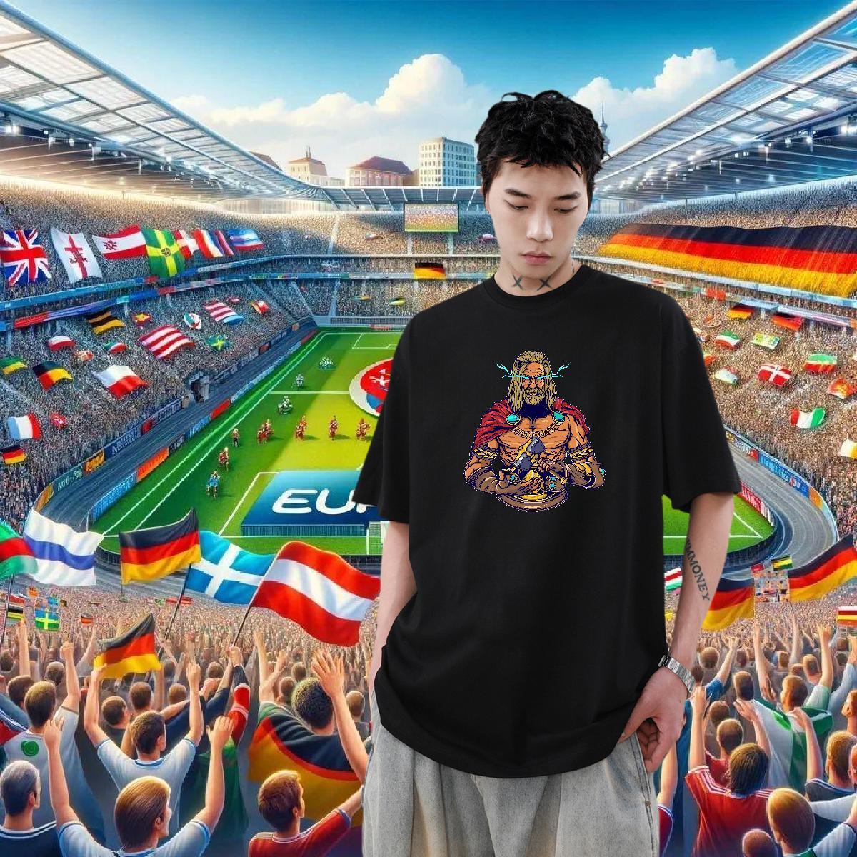 2024 DIY Mens T Shirts portrait Clothes 230g 100% Cotton Sport Loose DIY Anime Pure Cotton Men Tees