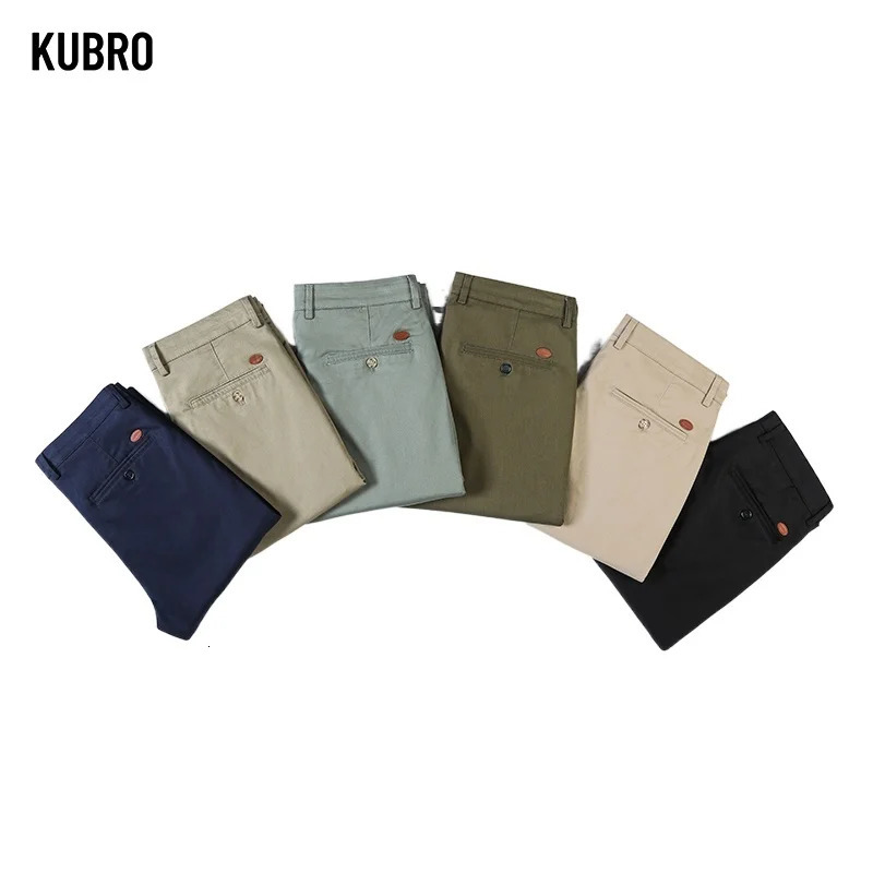 KUBRO Spring Autumn Mens Business Straight Casual Suit Pants Classic Fashion Office Formal Wear Slim Elasticity Trousers 240806