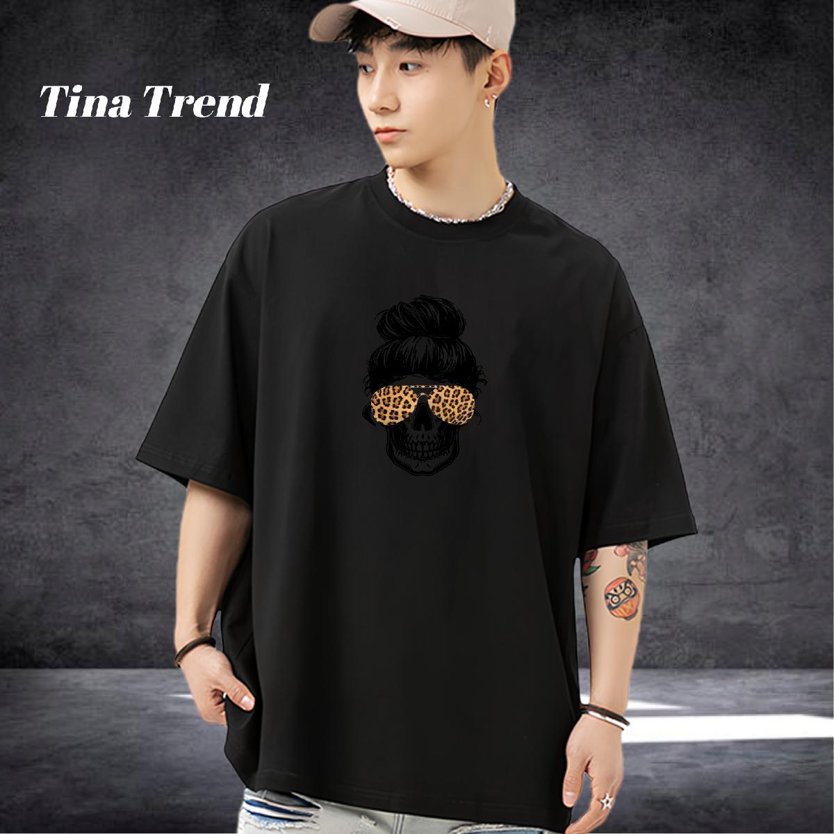 DIY T Shirts Men skull Tshirts 230g 100% Cotton Hip Hop Unisex Custom Print Plus Size Crew Neck Couples T Shirts