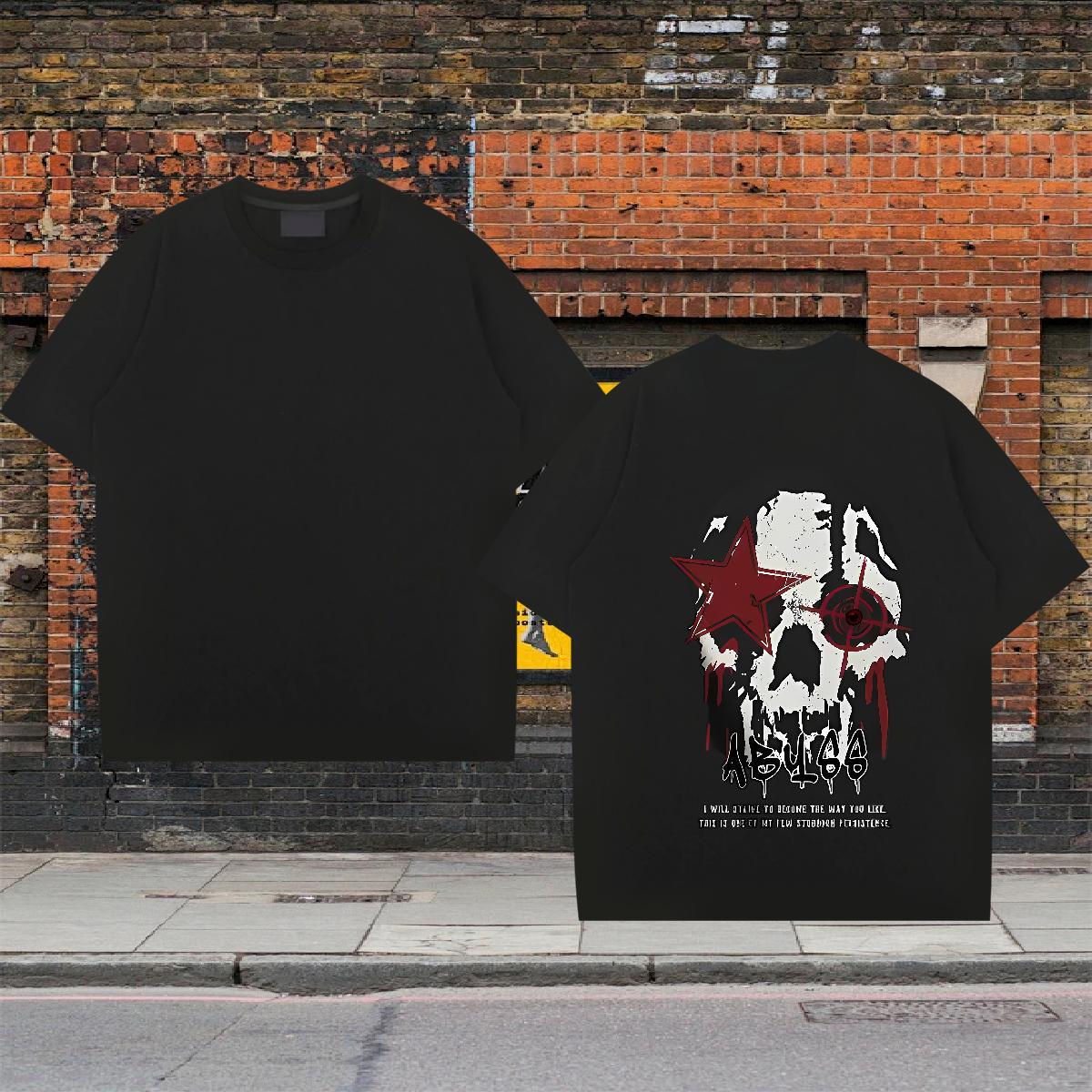 Fashion Design T shirt skull Tops Shirt 230g Cotton Street Casual Cool Design Anime Print O-Neck Short Sleeve Men Clothes T-Shirt